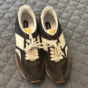 Tom Ford Dark Brown and Cream Sneakers